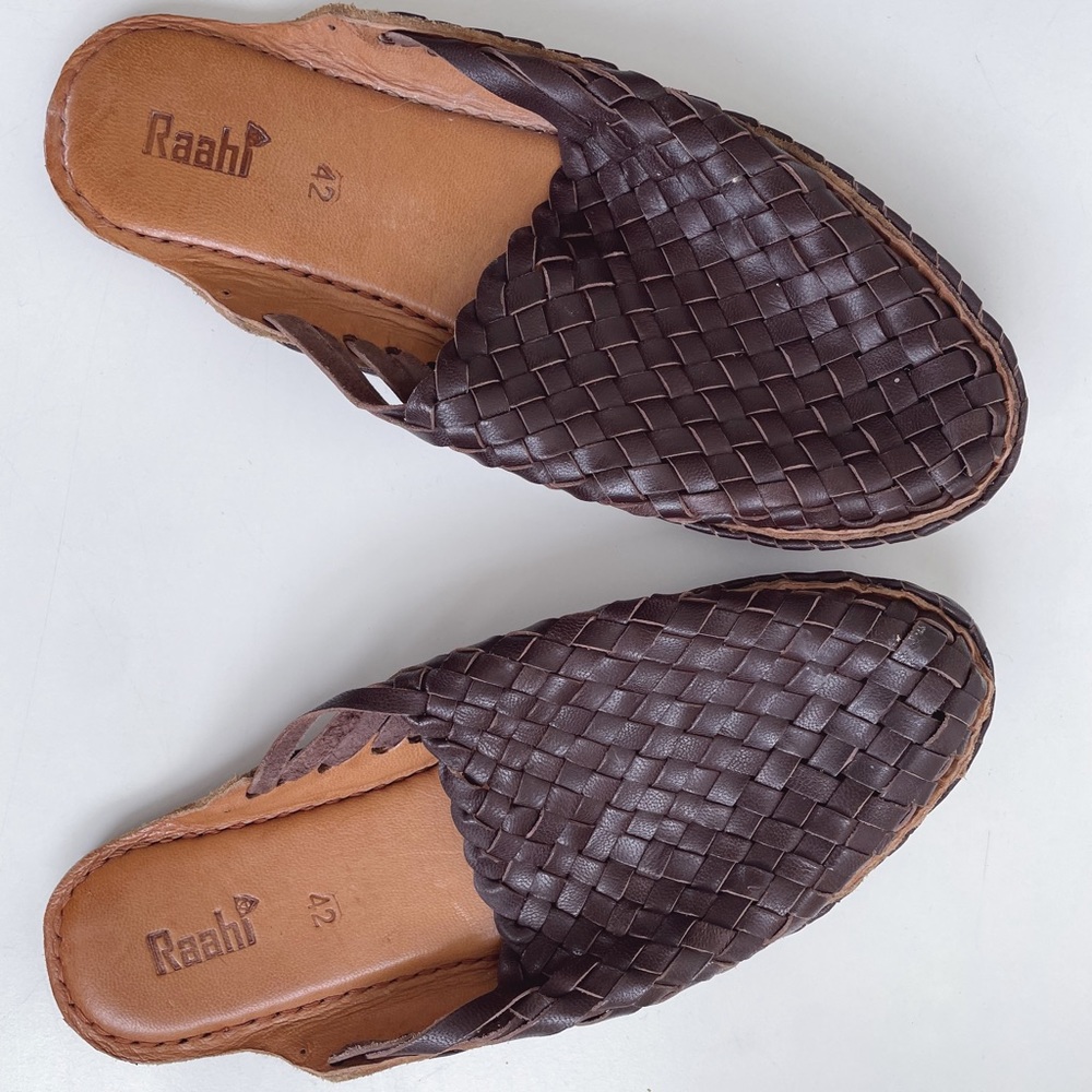 Leather woven mules